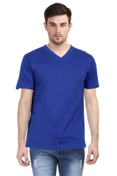 Royal Blue V Neck Plain T-Shirt